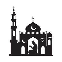 A vector art silhouette of mosque, miner with white background5