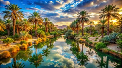 Fototapeta premium Ephemeral oases, where mirages take on a life of their own, seducing adventurers with promises of refreshment