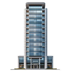 Tall office building realistic image on transparent background