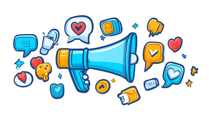 Community manager celebrating with online community using emojis and likes for Community Manager Day in flat vector style