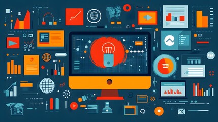 Community manager hosting a virtual event or online discussion for Community Manager Day in flat vector style