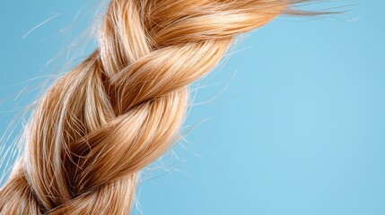Naklejka premium Close-Up of a Beautiful Blonde Braid on Blue Background