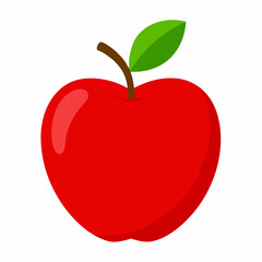 red apple isolated on white  color vector illustration