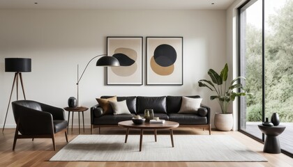 Modern Minimalist Living Room with Stylish Furniture and Art
