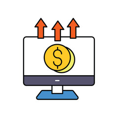 money growth color line icon with white background vector stock illustration
