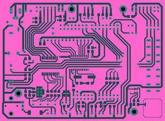 Tracing conductors of printed circuit board
of electronic device. Vector engineering computer technical 
drawing of pcb. Electric cad background. 
Concept of pcb design.