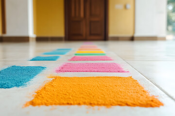 Rangoli Glowing with Embedded LED Lights on a Doorstep | Festive Decoration for Diwali and Celebrations