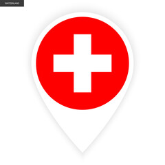 Switzerland marker icon with white border on white background. Switzerland pin icon isolated on white background	