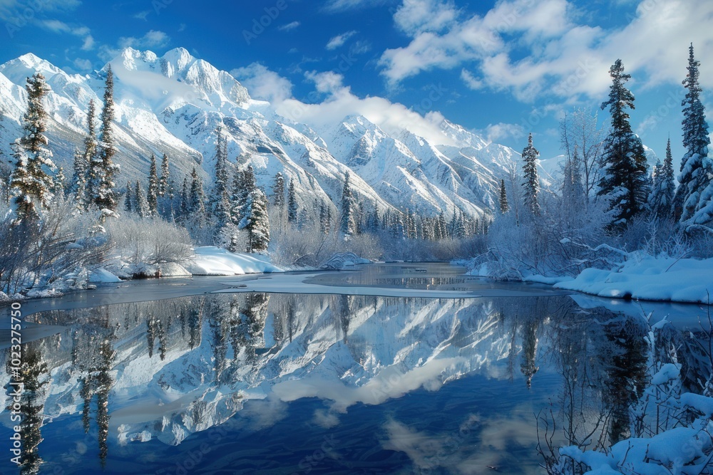 Wall mural Natures beauty mountain nature water.