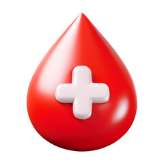 Fototapeta premium Blood drop with medical cross symbol 3d cartoon style illustration