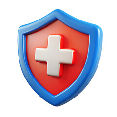 Obraz premium Shield with medical cross symbol. 3d cartoon style illustration