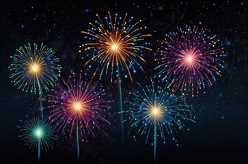Naklejka premium fireworks on the black sky