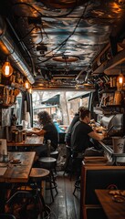 Vibrant food truck scene with eager customers anticipating delicious meals on the go