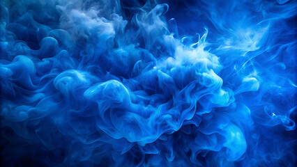 Fototapeta premium Abstract blue smoke swirling in dark background for creative design and digital art 