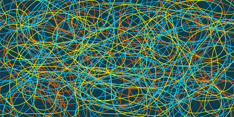 Colored tangled pattern. Abstract chaotic texture. Background with lines and waves. Art creation