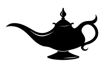 Magic lamp | vector silhouette illustration on white background