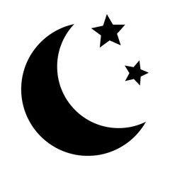 Crescent moon with stars icon. Night icon. Crescent moon icon.