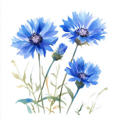 blue flowers isolated on white