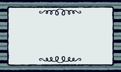 retro silent movie credit rectangular panel grunge mid century cartoon mask frame with rough monochrome stripes and scroll decoration spooky vaudeville vector vintage background design resource