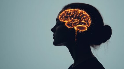 Glowing vitamin streams entering the silhouetted human brain symbolizing cognitive nourishment mental power and intellectual growth  Concept of brain enhancement self improvement