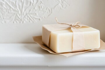 Natural Handmade Soap Bar Wrapped in Kraft Paper