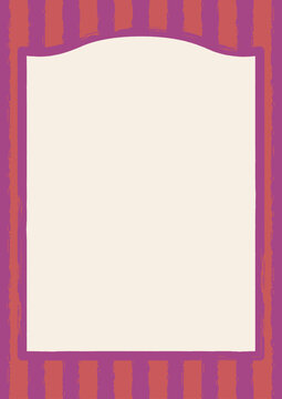 retro vaudeville seaside carnival puppet theatre booth full page grunge mid century cartoon mask frame with rough pastel stripes vector vintage background design resource