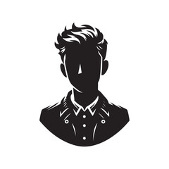 Black Color Fashion boy silhouette design Vector Illustration, Solid White Background 33.eps