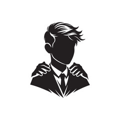 Black Color Fashion boy silhouette design Vector Illustration, Solid White Background 35.eps