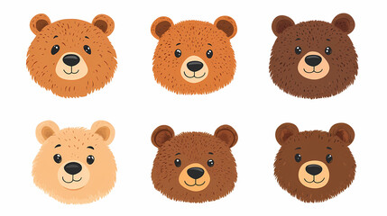 Obraz premium Set Bear card templates. Cute cartoon bear faces,paper art and digital craft style.