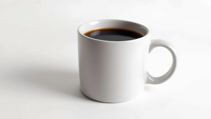 Ceramic Mug with Coffee on Plain White Background for Modern Product Branding