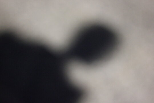 A vague view of the shadow of a person on the sidewalk.