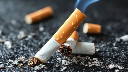 Smoking cessation Day. bad habits. a smoking cigarette. ashtray
