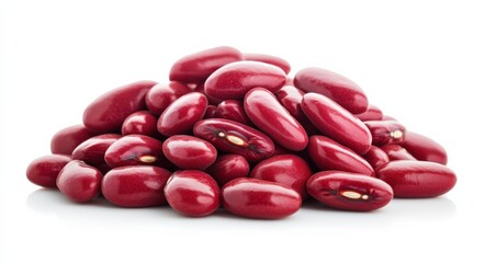 Kidney Bean. Pile of Red Beans in Pyramid Shape on White Background