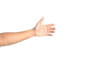 Empty hand holding isolated on the white background, with clipping paths.