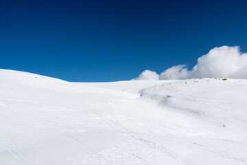 Breathtaking scenery on the snowy slopes of Kaimaktsalan ski center, Edessa, Greece