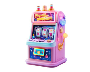 Colorful fruit-themed slot machine on a white isolated background.