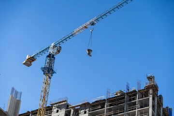 Construction site, workers and cranes. Architecture, Building, Business Industry, Challenge, City, Construction, Corporate, Crane, Development, Environmental Issues, Future, Global