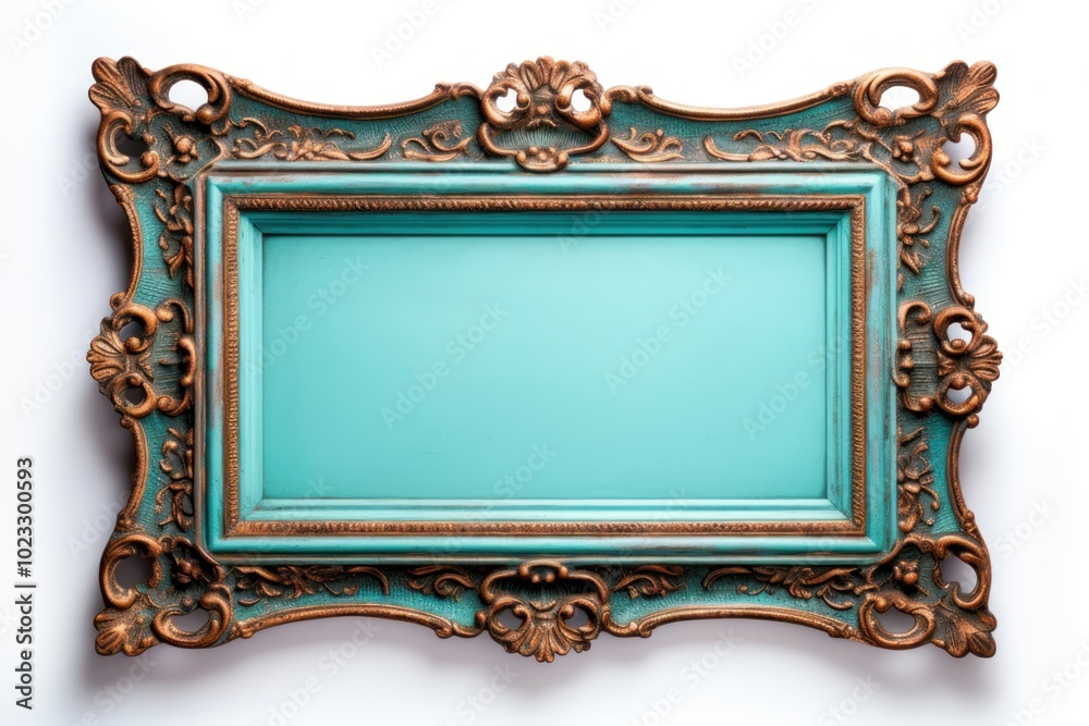 Canvas Prints Turquoise frame vintage rectangle white background architecture.