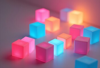 Obraz premium a geometric background filled with vibrant, 3D cubes arranged in a playful manner create with ai