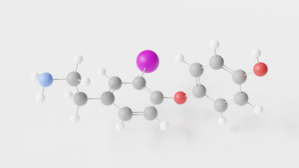 3-iodothyronamine molecule 3d, molecular structure, ball and stick model, structural chemical formula endogenous thyronamine