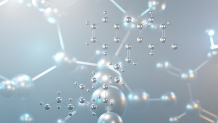 clopenthixol molecular structure, 3d model molecule, antipsychotic drug, structural chemical formula view from a microscope