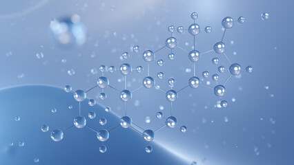 androstenediol molecular structure, 3d model molecule, endogenous androgen, structural chemical formula view from a microscope