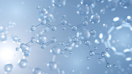 thiamine molecular structure 3d, vitamin b1, structural chemical formula view from a microscope