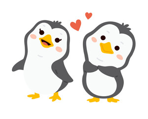 Naklejka premium Vector illustration cute doodle penguins for digital stamp,greeting card,sticker,icon,design