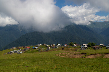 Fototapeta na wymiar Magnificent views of the mountain village and nature of Azerbaijan