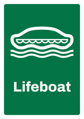 OSHA/ANSI emergency and first aid safety signs sentence case text_lifeboat_portrait size a4/a3/a2/a1	

