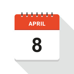 April 8 Calendar Date icon