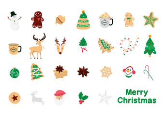 A set of illustrations on the theme of Christmas and New Year.