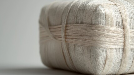 close up of renewable packaging material made from hemp, showcasing its natural fibers and texture. This eco friendly option highlights sustainability and innovation in packaging solutions