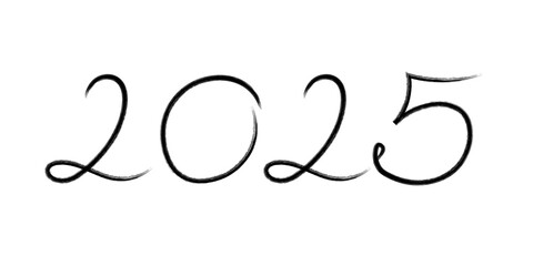 Hand drawing lettering 2025  numbers Happy New Year calendar design